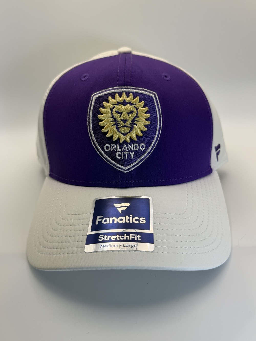 Fanatics Orlando City Stretch Fit Hat M/L Purple White NWT Embroidered Cap